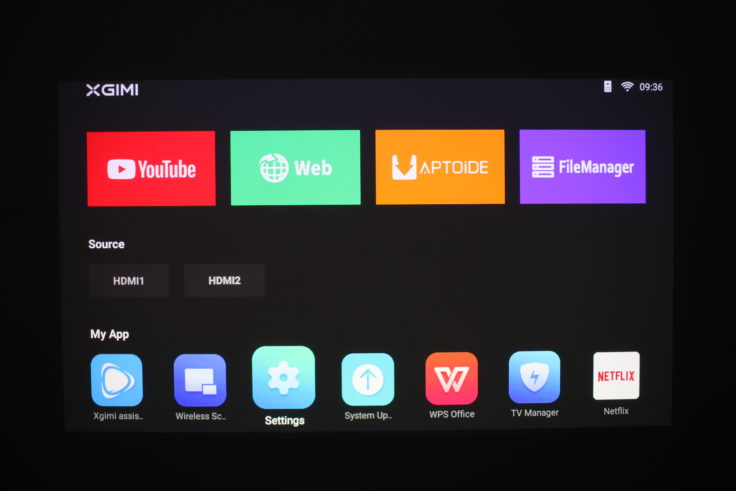XGIMI H2 Beamer Android Startseite