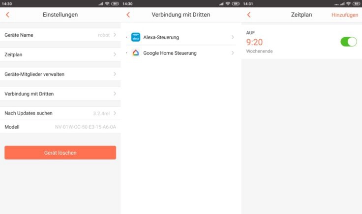 MinSu NV-01 Saugroboter WeBack App Einstellungen