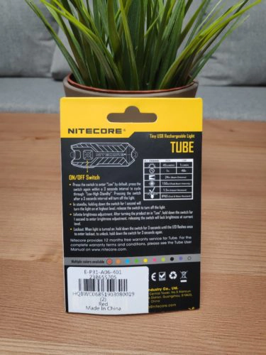 Nitecore Tube Verpackung Rückseite