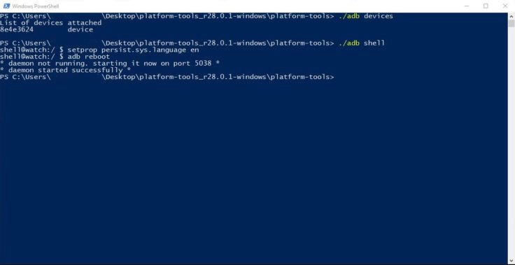 PowerShell Amazfit Verge auf englisch umstellen