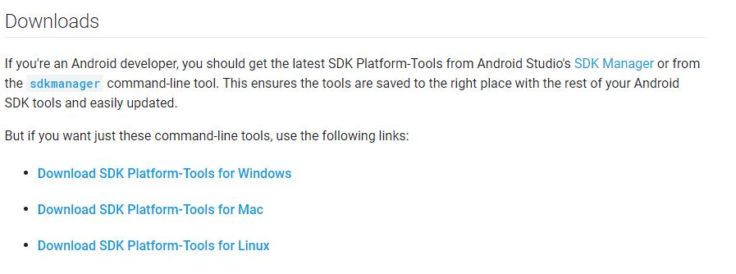 SDK Platform Tools Downloads