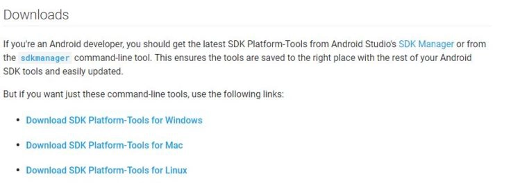 SDK Platform Tools Downloads