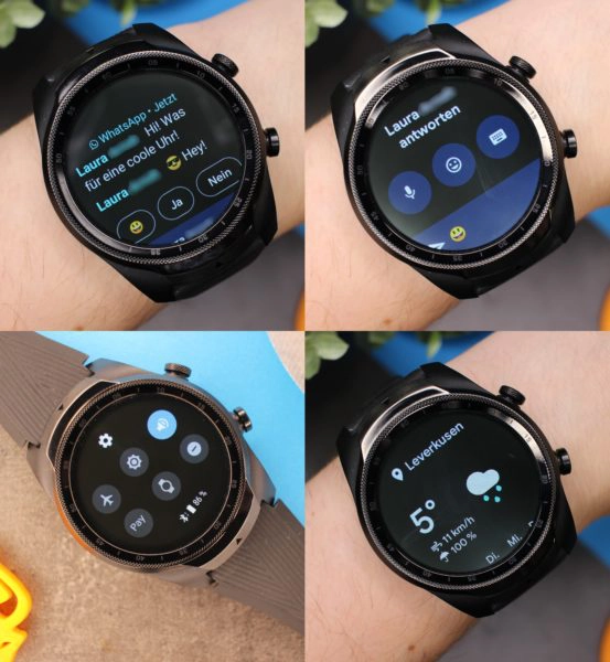 TicWatch Pro 4G LTE Schnelleinstellungen Whatsapp Emojis Wetter