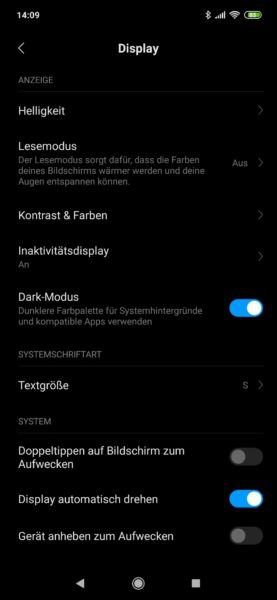 Xiaomi Mi 9 Display Dark Mode