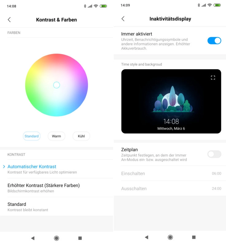 Xiaomi Mi 9 Display Einstellungen Always On Display