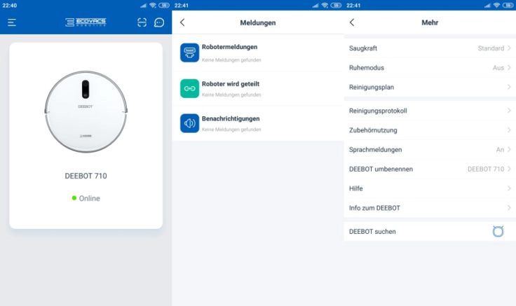 Ecovacs Home App Steuerung