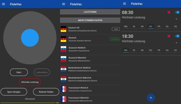 FloleVac App Funktionen