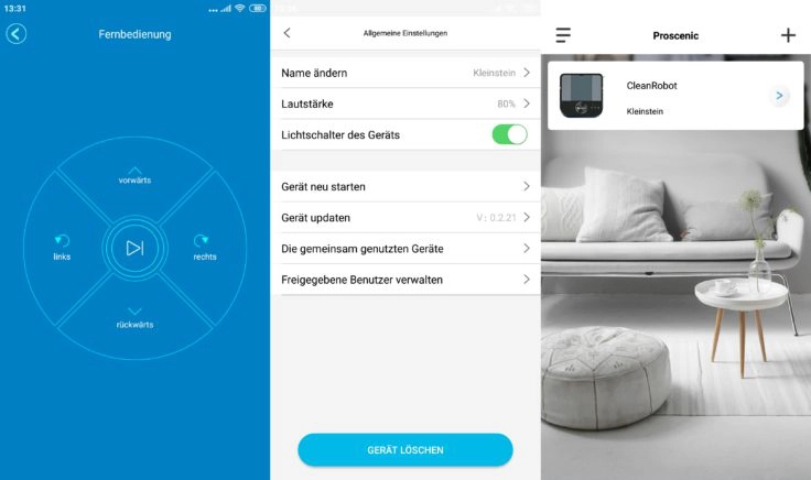 Proscenic D550 Saugroboter App Einstellungen