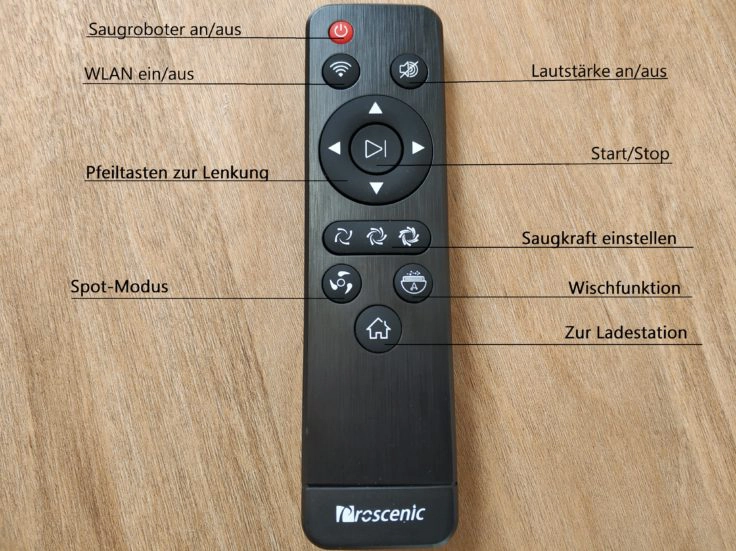 Proscenic D550 Saugroboter Fernbedienung Funktionen