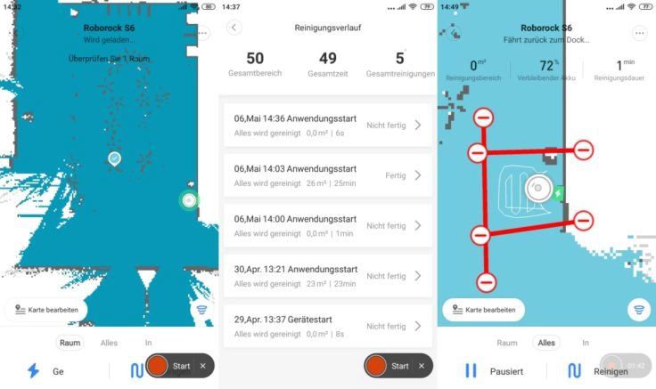 Xiaomi Roborock S6 Saugroboter Mapping Raumeinteilung