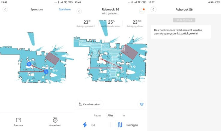 Xiaomi RoboRock S6 Saugroboter Mi Home App Mapping virtuelle Wände Sperrzonen