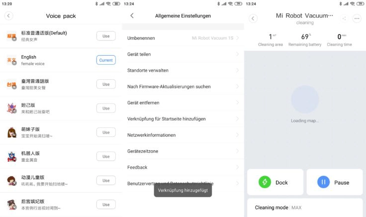 Xiaomi Mi Robot 1S Saugroboter Mi Home App Einstellungen