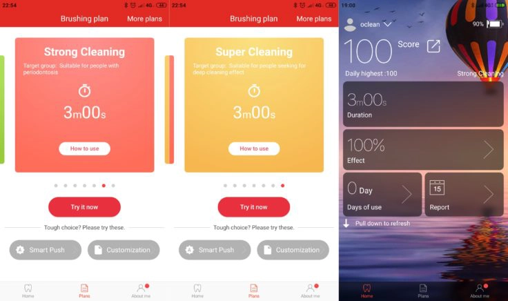 Xiaomi Oclean X elektrische Zahnbürste App Ergebnisse Putzen