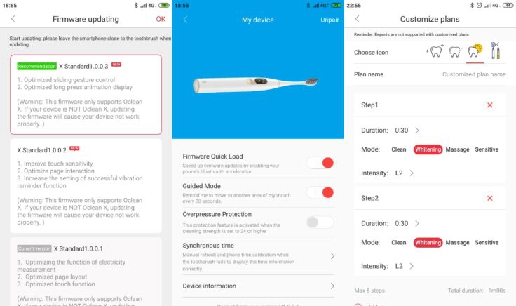 Xiaomi Oclean X elektrische Zahnbürste App Firmware-Updates