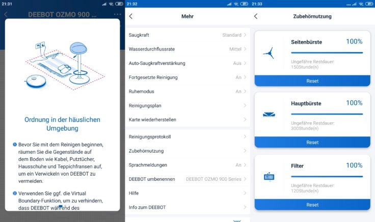 Ecovacs Home App Deebot Ozmo 900 Saugroboter Einstellungen