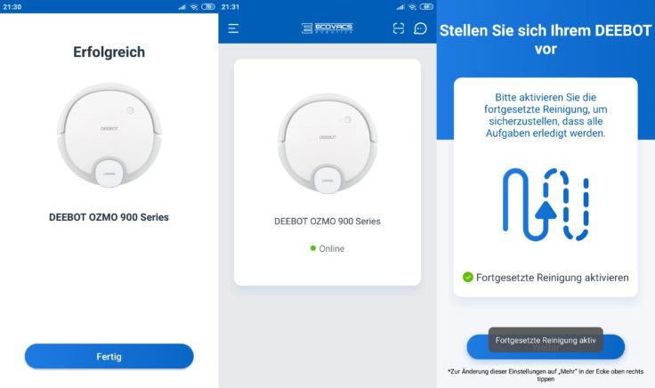 Ecovacs Home App Deebot Ozmo 900 Saugroboter Verbindung WLAN