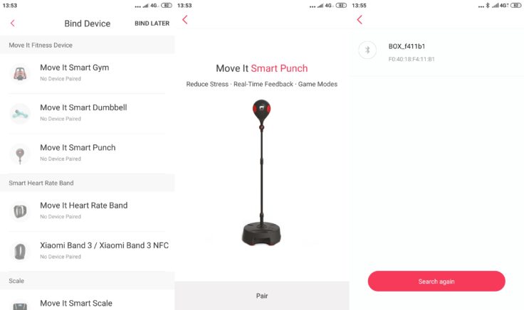 MoveIt Speed smarter Boxsack App Bluetooth-Verbindung