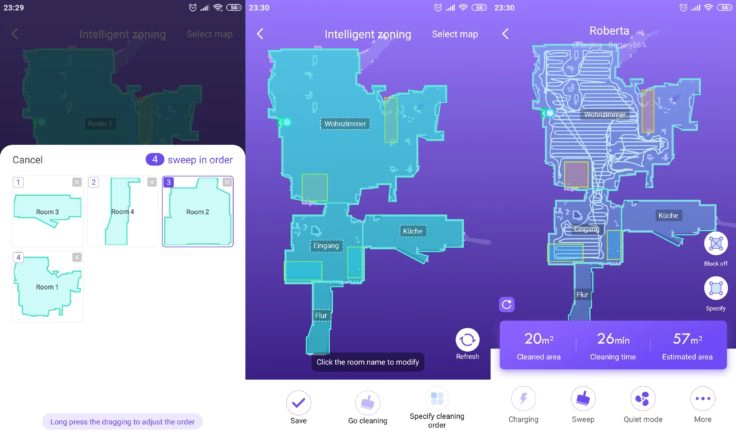 360 S7 Saugroboter 360Smart App Raumeinteilung Mapping