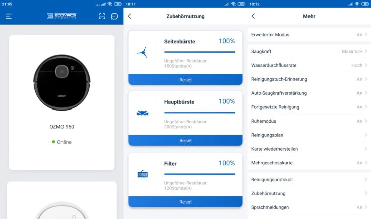 Ecovacs Deebot Ozmo 950 Saugroboter Home App Einstellungen