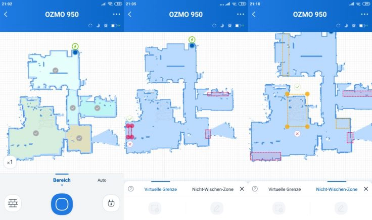 Ecovacs Deebot Ozmo 950 Saugroboter Home App No-Go-Zonen