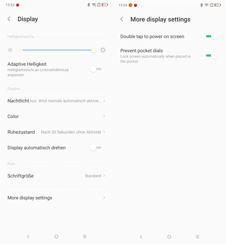 Lenovo Z6 Lite Displayeinstellungen