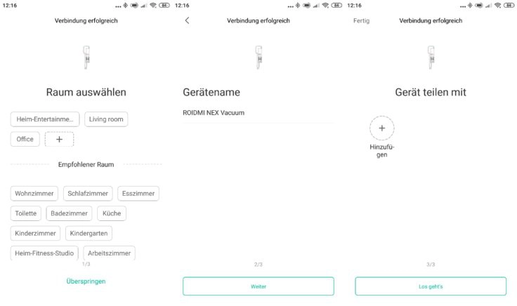 Roidmi NEX Storm Akkustaubsauger Xiaomi Home App Bluetooth-Verbindung erfolgreich