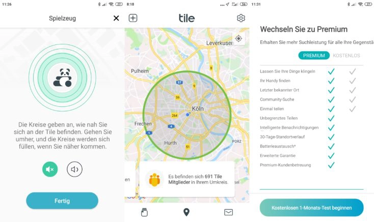 Tile App Funktionen