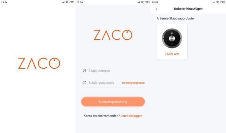 ZACO A9S Saugroboter App Registrierung