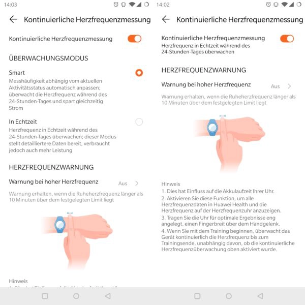 Honor Band 5 vs 4 Herzfrequenz