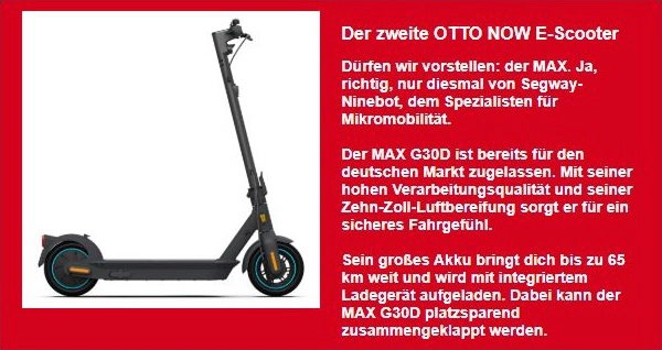 OTTO NOW Ninebot MAX G30D Ankündigung