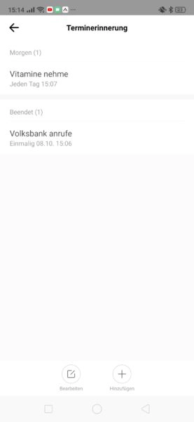 Huami Amazfit App Erinnerungen Screenshot App
