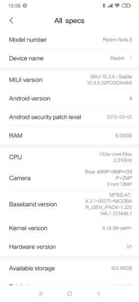 Redmi Note 8 Android Sicherheitspatch