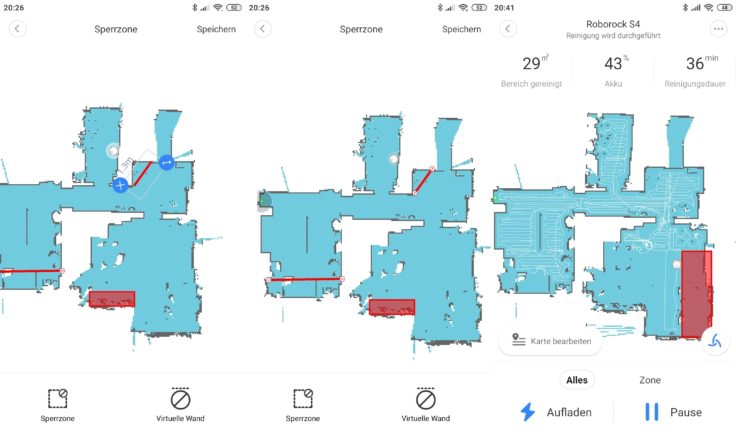 Roborock S4 Saugroboter App Mapping No-Go-Zonen