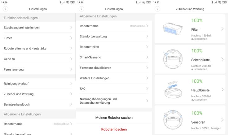Roborock S4 Saugroboter App Einstellungen