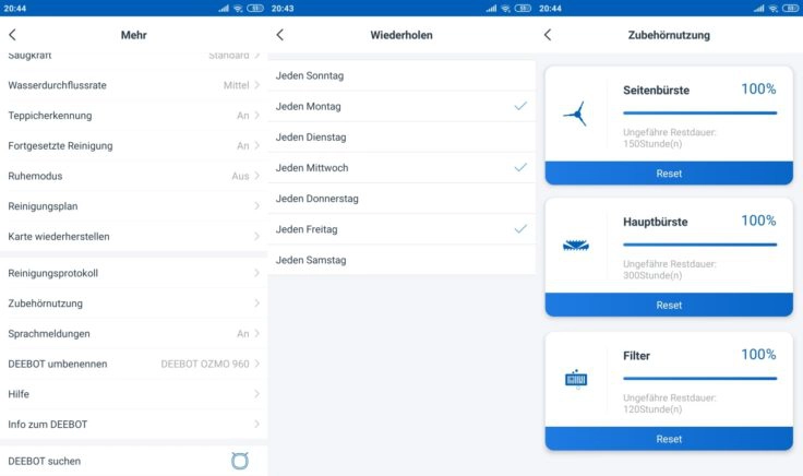 Ecovacs Deebot Ozmo 960 Saugroboter App Einstellungen Übersicht