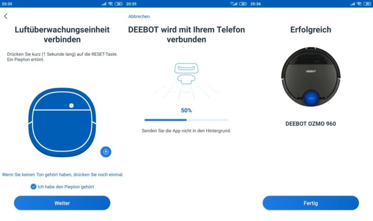 Ecovacs Deebot Ozmo 960 Saugroboter App WLAN-Verbindung