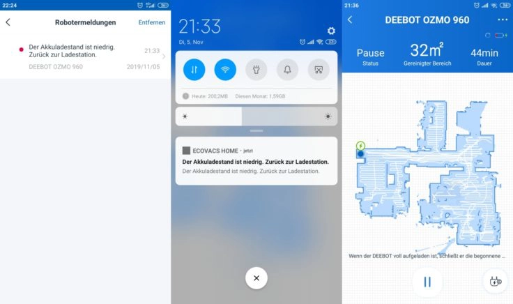 Ecovacs Deebot Ozmo 960 Saugroboter App fortgesetzte Reinigung