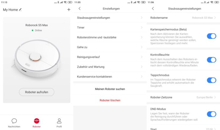 Roborock S5 Max Saugroboter App Einstellungen