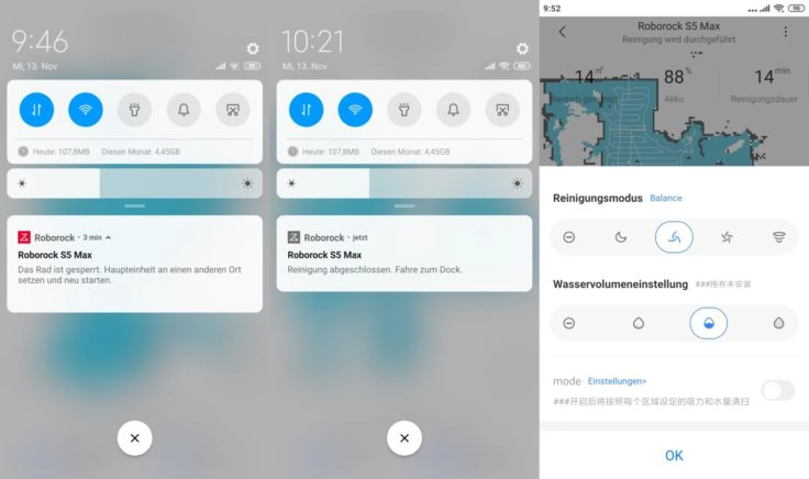 Roborock S5 Max Saugroboter App Push-Benachrichtigungen
