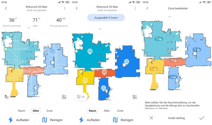 Roborock S5 Max Saugroboter App Raumeinteilung