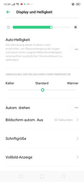 Realme 5 Pro Displayeinstellungen