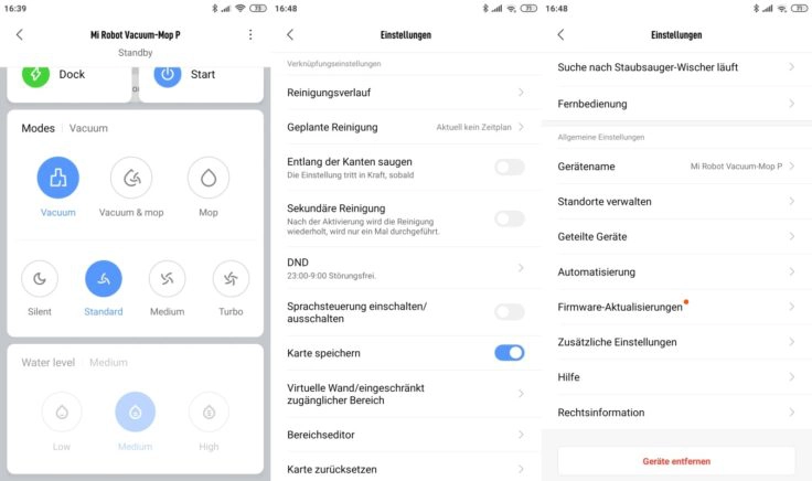 Xiaomi Mijia LDS Saugroboter Xiaomi Home App Einstellungen