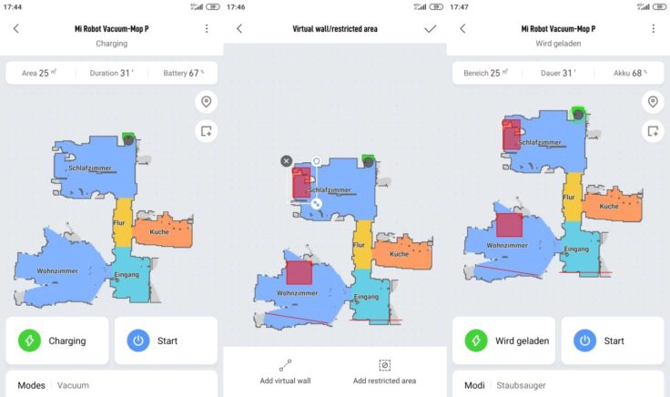 Xiaomi Mijia LDS Saugroboter Xiaomi Home App No-Go-Zonen virtuelle Wände