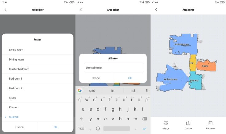 Xiaomi Mijia LDS Saugroboter Xiaomi Home App Raumeinteilung Benennung
