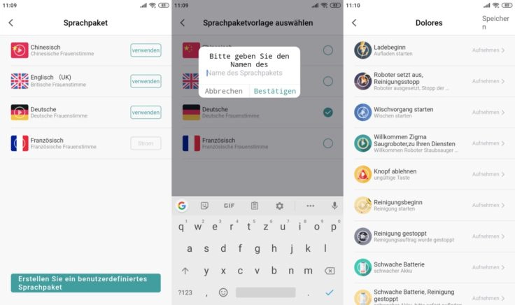 Zigma Spark 980 Saugroboter App Einstellungen Sprachpaket