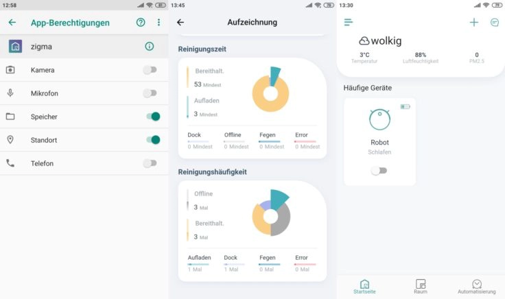 Zigma Spark 980 Saugroboter App Statistiken