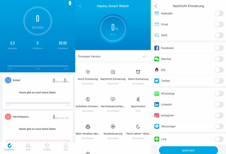 Haylou Smartwatch App Ubersicht