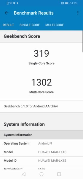 Huawei P30 Lite Geekbench Benchmark 1
