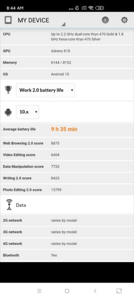 Redmi K30 Akkubenchmark