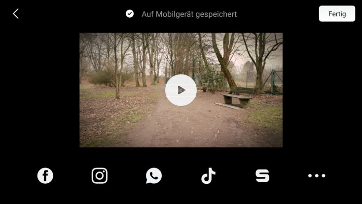 DJI Fly App Videobearbeitung Share